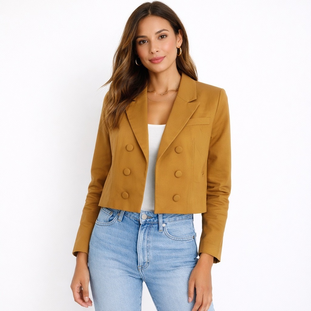 [7 For All Mankind] Tan Crop Blazer Jacket
